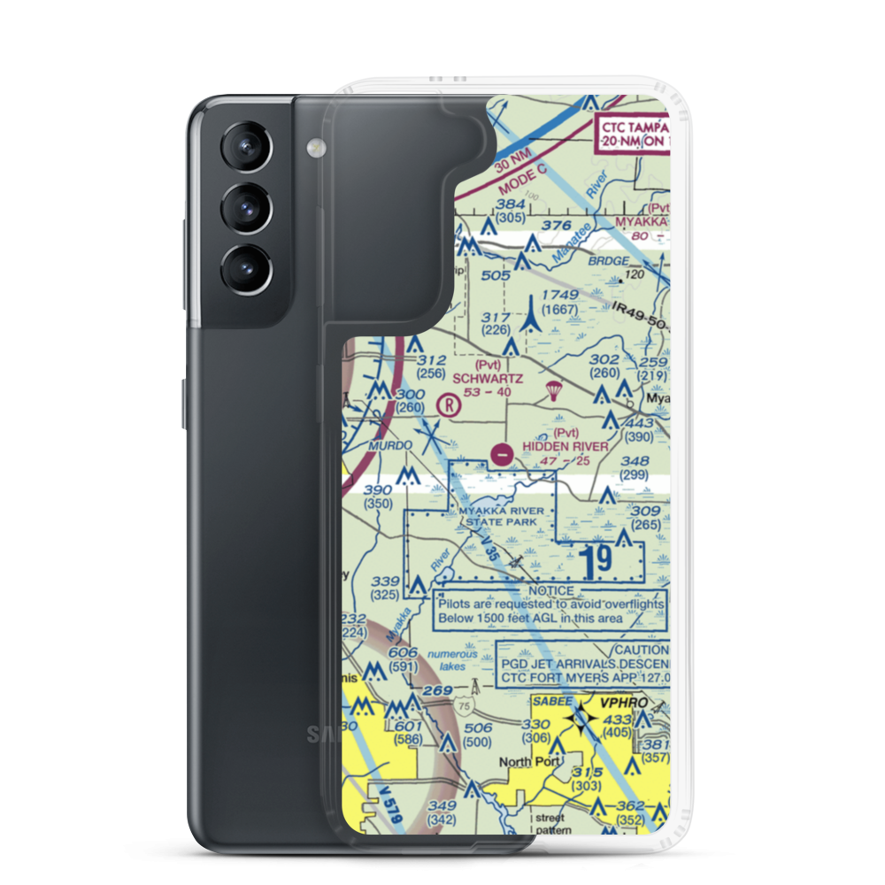 Hidden River Airport (22FA) VFR Sectional Samsung Case Samsung Galaxy S21 model shown