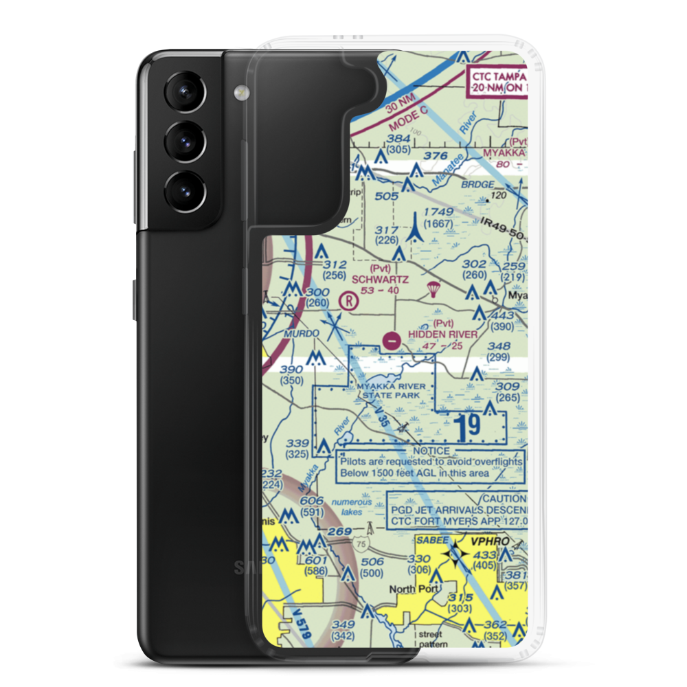 Hidden River Airport (22FA) VFR Sectional Samsung Case Samsung Galaxy S21 Plus model shown
