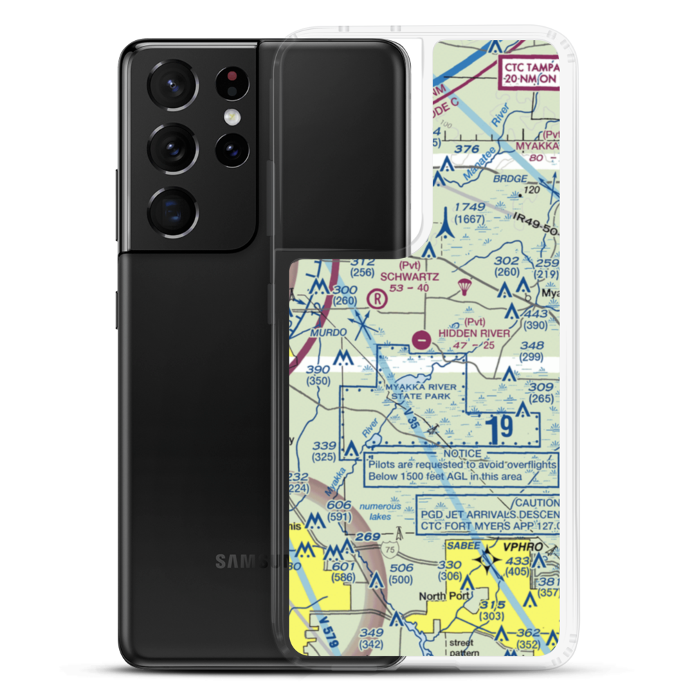 Hidden River Airport (22FA) VFR Sectional Samsung Case Samsung Galaxy S21 Ultra model shown