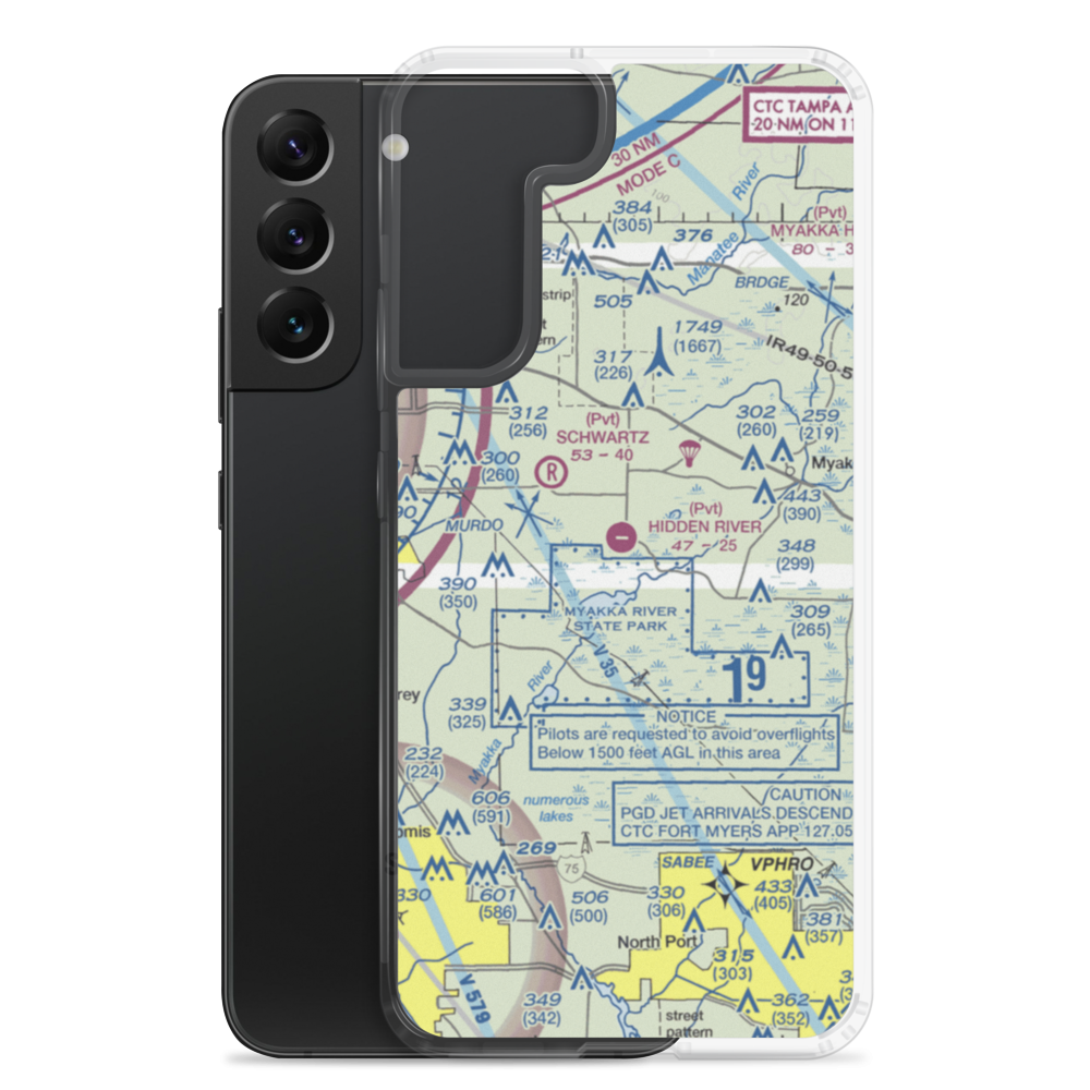 Hidden River Airport (22FA) VFR Sectional Samsung Case Samsung Galaxy S22 Plus model shown