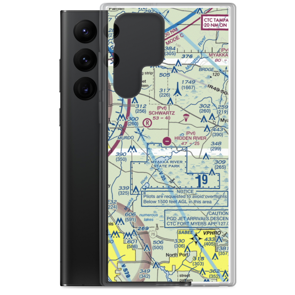 Hidden River Airport (22FA) VFR Sectional Samsung Case Samsung Galaxy S22 Ultra model shown