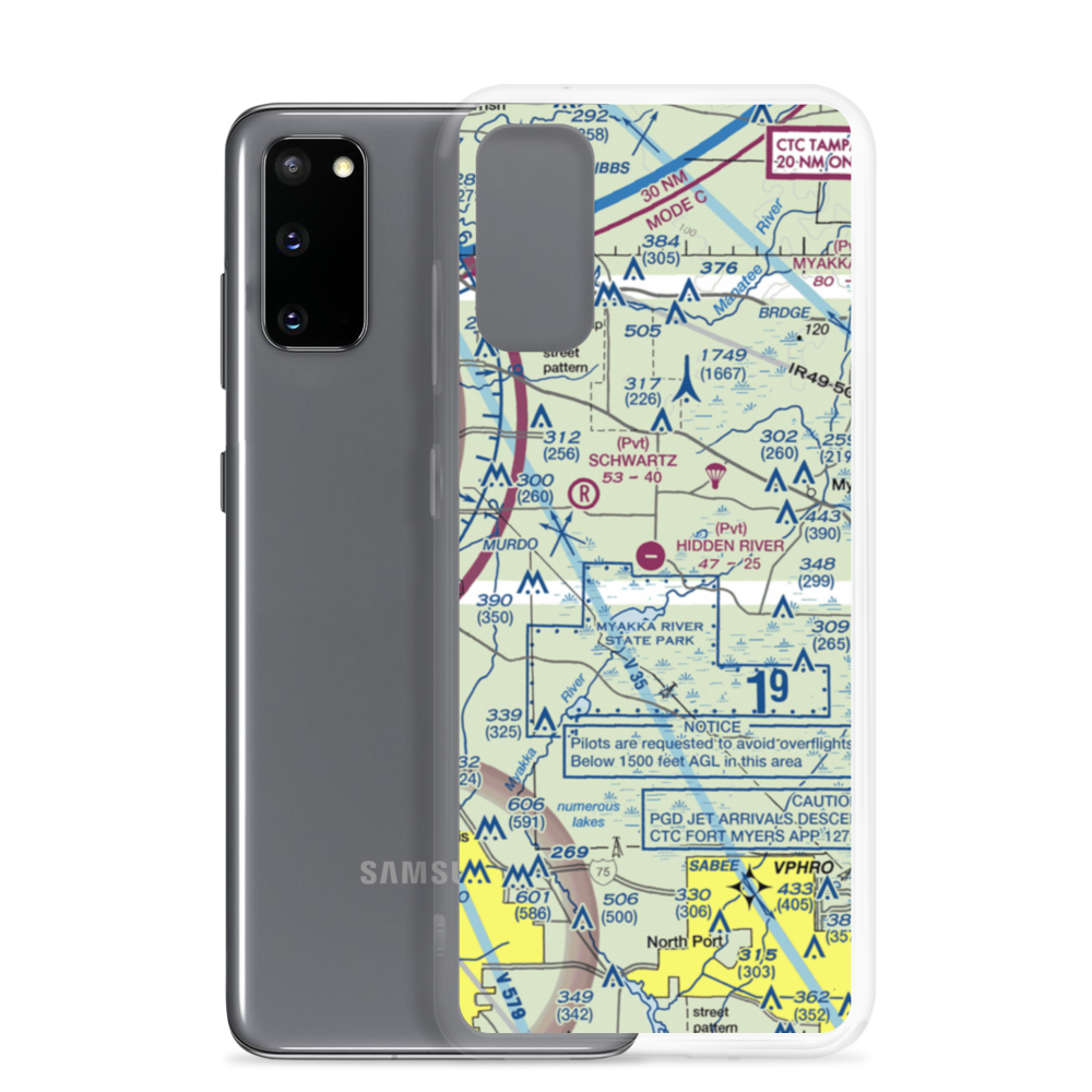 Hidden River Airport (22FA) VFR Sectional Samsung Case Samsung Galaxy S20 model shown