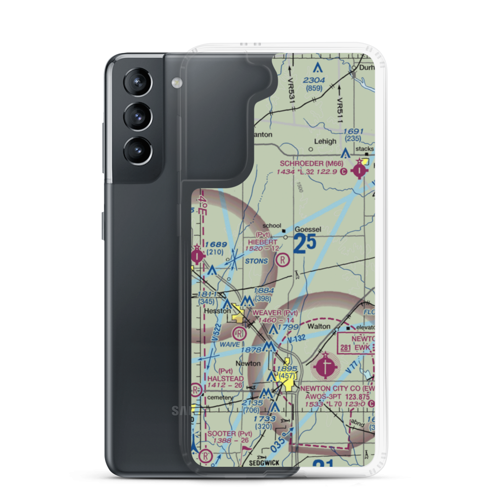 Hiebert Airfield (38KS) VFR Sectional Samsung Case Samsung Galaxy S21 model shown