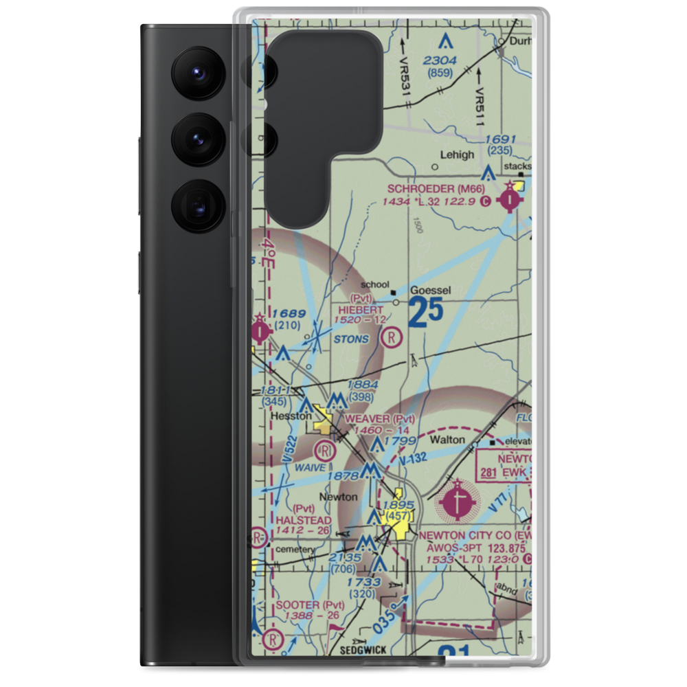 Hiebert Airfield (38KS) VFR Sectional Samsung Case Samsung Galaxy S22 Ultra model shown