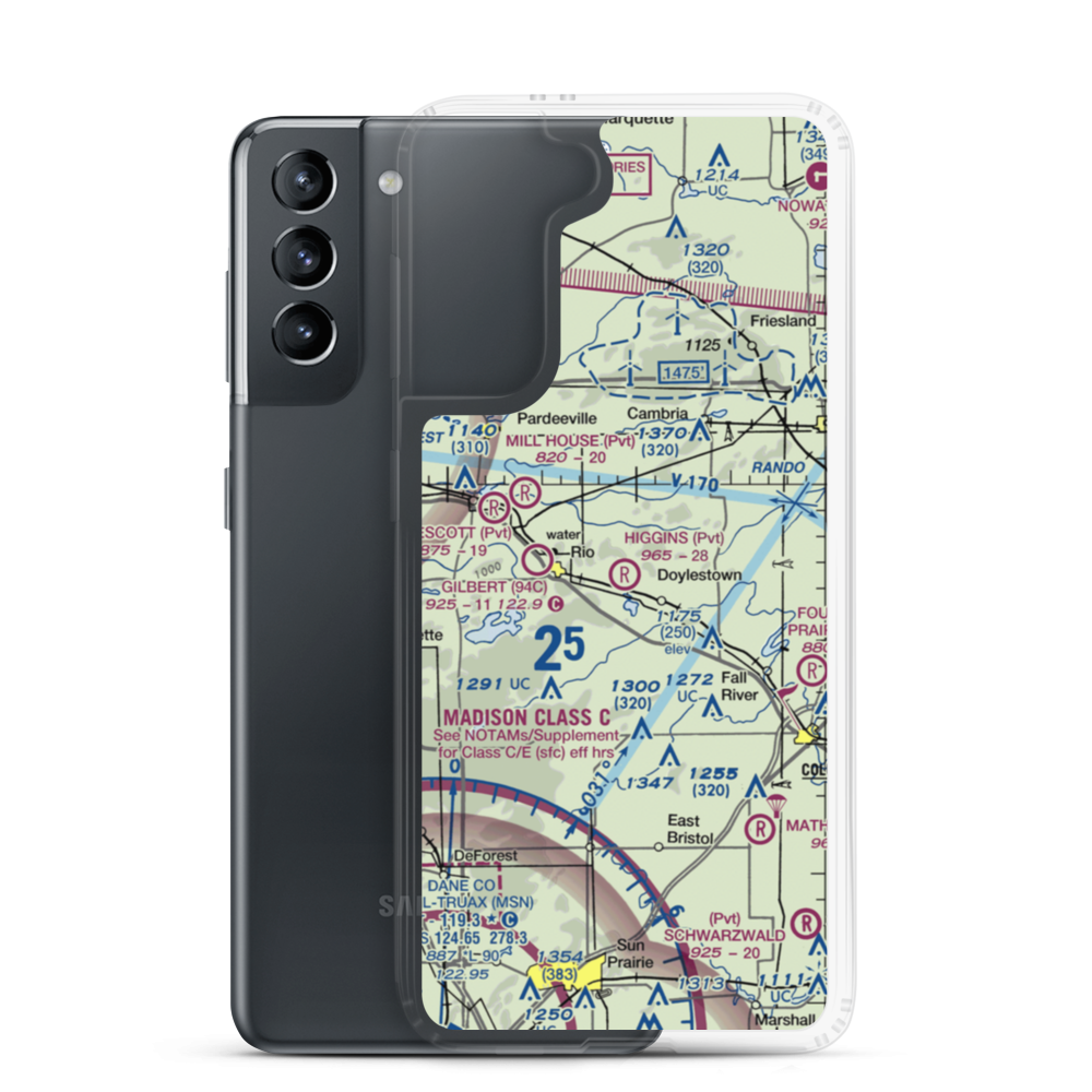 Higgins Airport (7WI2) VFR Sectional Samsung Case Samsung Galaxy S21 model shown