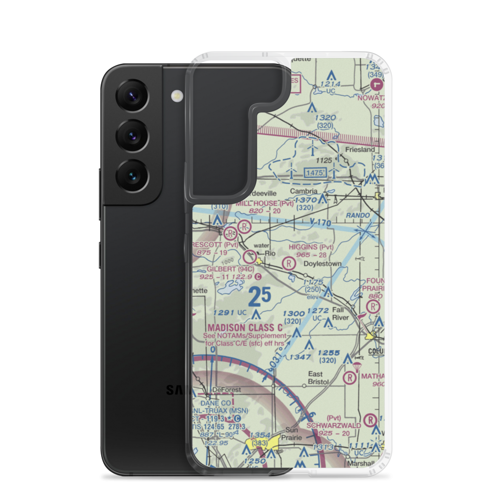 Higgins Airport (7WI2) VFR Sectional Samsung Case Samsung Galaxy S22 model shown