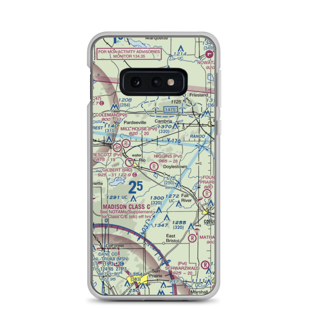 Higgins Airport (7WI2) VFR Sectional Samsung Case Samsung Galaxy S10e model shown