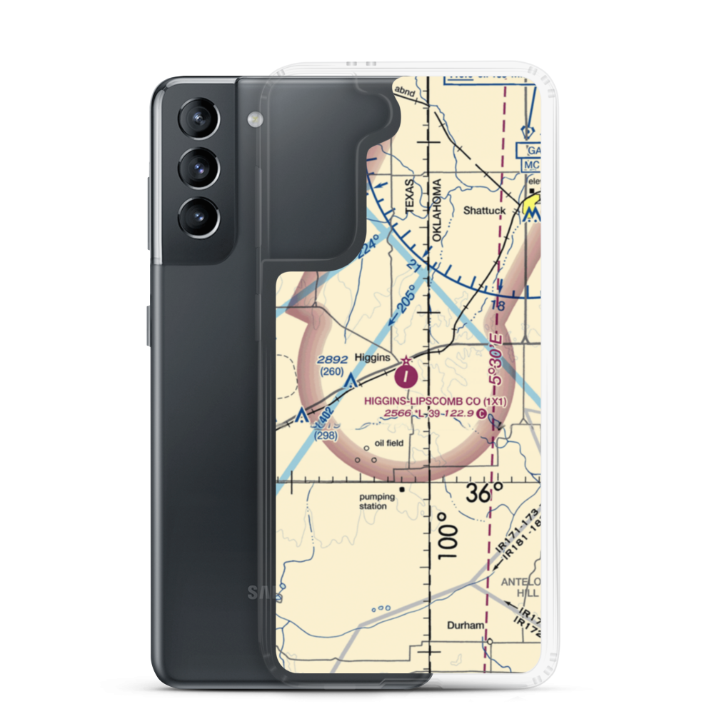 Higgins-Lipscomb County Airport (1X1) VFR Sectional Samsung Case Samsung Galaxy S21 model shown