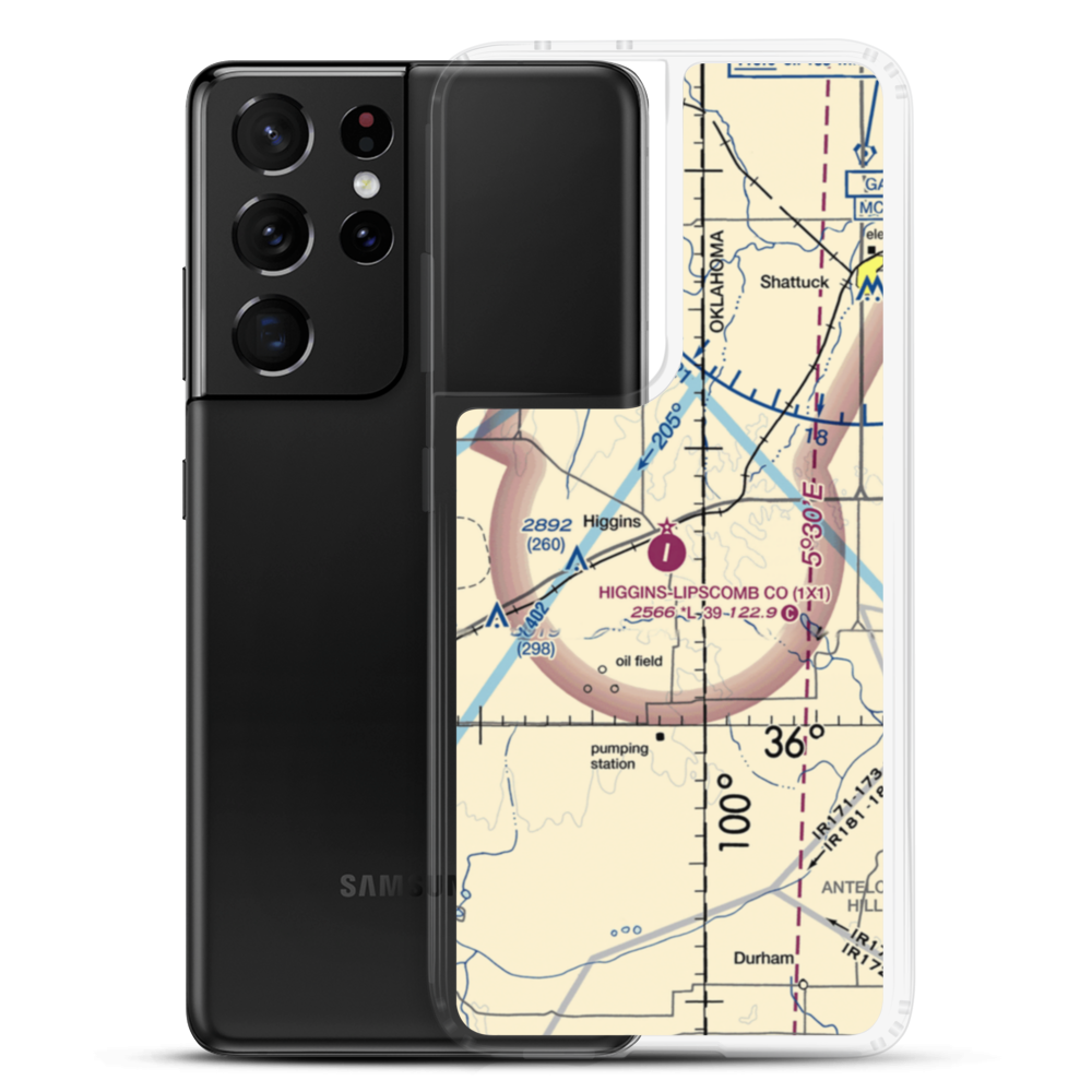 Higgins-Lipscomb County Airport (1X1) VFR Sectional Samsung Case Samsung Galaxy S21 Ultra model shown