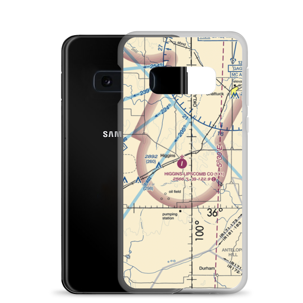 Higgins-Lipscomb County Airport (1X1) VFR Sectional Samsung Case Samsung Galaxy S10e model shown