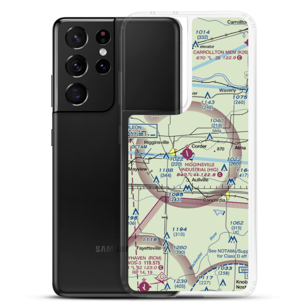 Higginsville Industrial Municipal Airport (HIG) VFR Sectional Samsung Case Samsung Galaxy S21 Ultra model shown