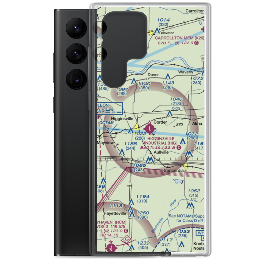 Higginsville Industrial Municipal Airport (HIG) VFR Sectional Samsung Case Samsung Galaxy S22 Ultra model shown