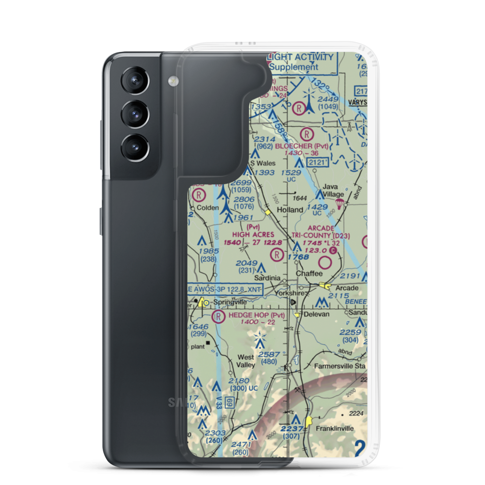 High Acres Airport (85NY) VFR Sectional Samsung Case Samsung Galaxy S21 model shown