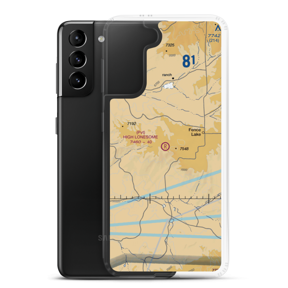High Lonesome Airport (NM91) VFR Sectional Samsung Case Samsung Galaxy S21 Plus model shown