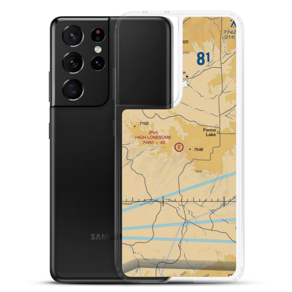 High Lonesome Airport (NM91) VFR Sectional Samsung Case Samsung Galaxy S21 Ultra model shown