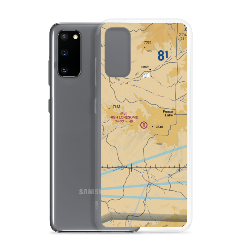 High Lonesome Airport (NM91) VFR Sectional Samsung Case Samsung Galaxy S20 model shown
