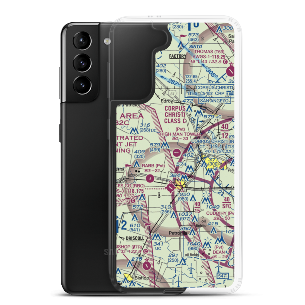 High Man Tower Airstrip (TE62) VFR Sectional Samsung Case Samsung Galaxy S21 Plus model shown