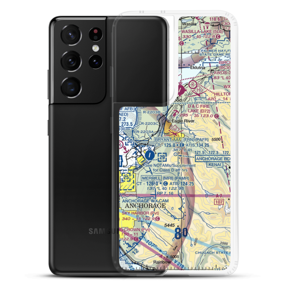 Highland Airport (47AK) VFR Sectional Samsung Case Samsung Galaxy S21 Ultra model shown
