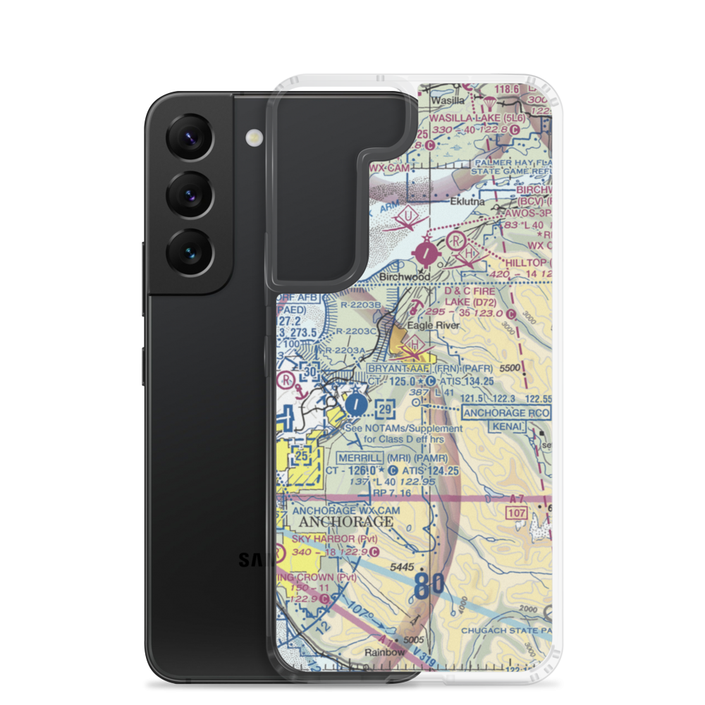 Highland Airport (47AK) VFR Sectional Samsung Case Samsung Galaxy S22 model shown
