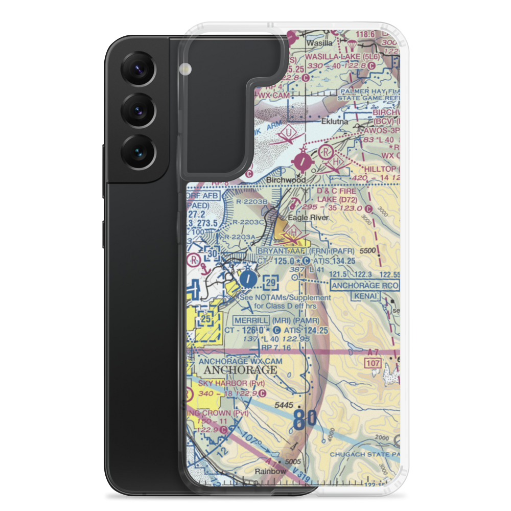 Highland Airport (47AK) VFR Sectional Samsung Case Samsung Galaxy S22 Plus model shown