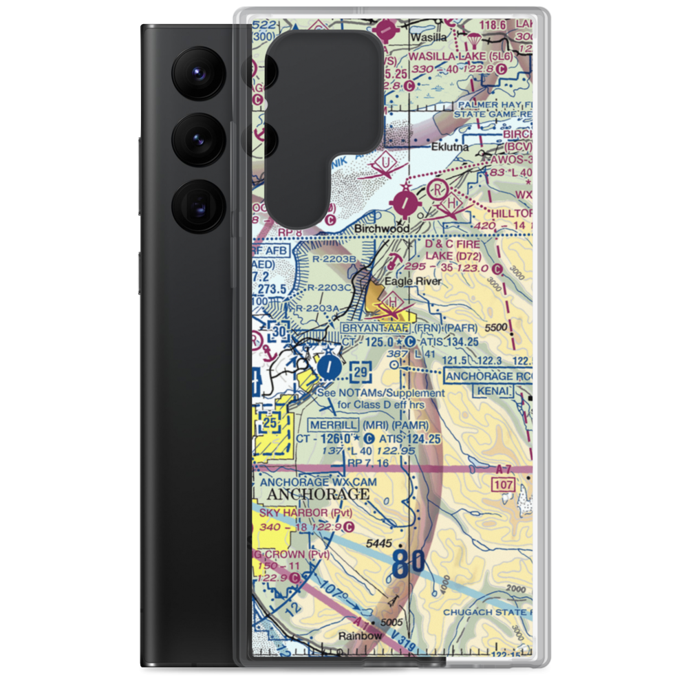 Highland Airport (47AK) VFR Sectional Samsung Case Samsung Galaxy S22 Ultra model shown