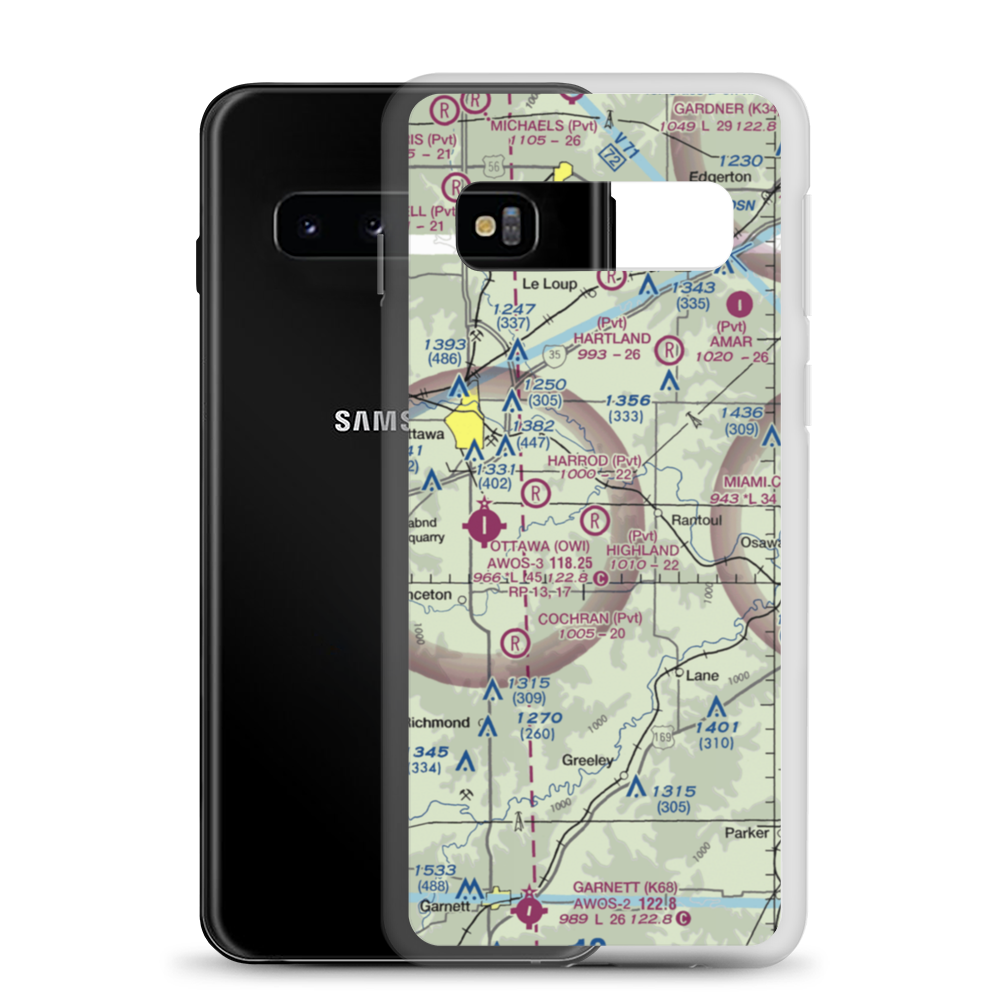 Highland Farm Airport (28KS) VFR Sectional Samsung Case Samsung Galaxy S10 model shown
