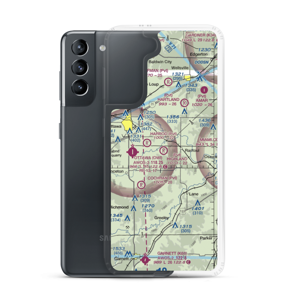 Highland Farm Airport (28KS) VFR Sectional Samsung Case Samsung Galaxy S21 model shown