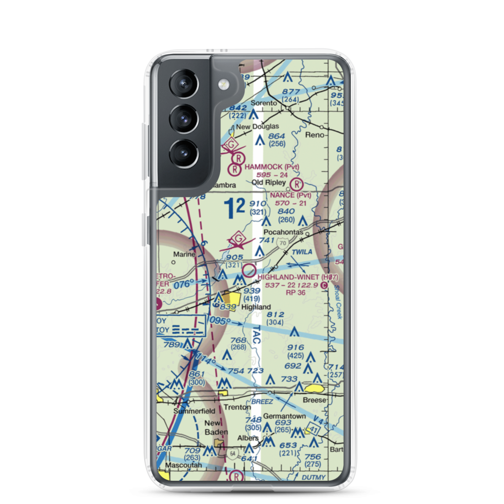 Highland-Winet Airport (H07) VFR Sectional Samsung Case Samsung Galaxy S21 model shown