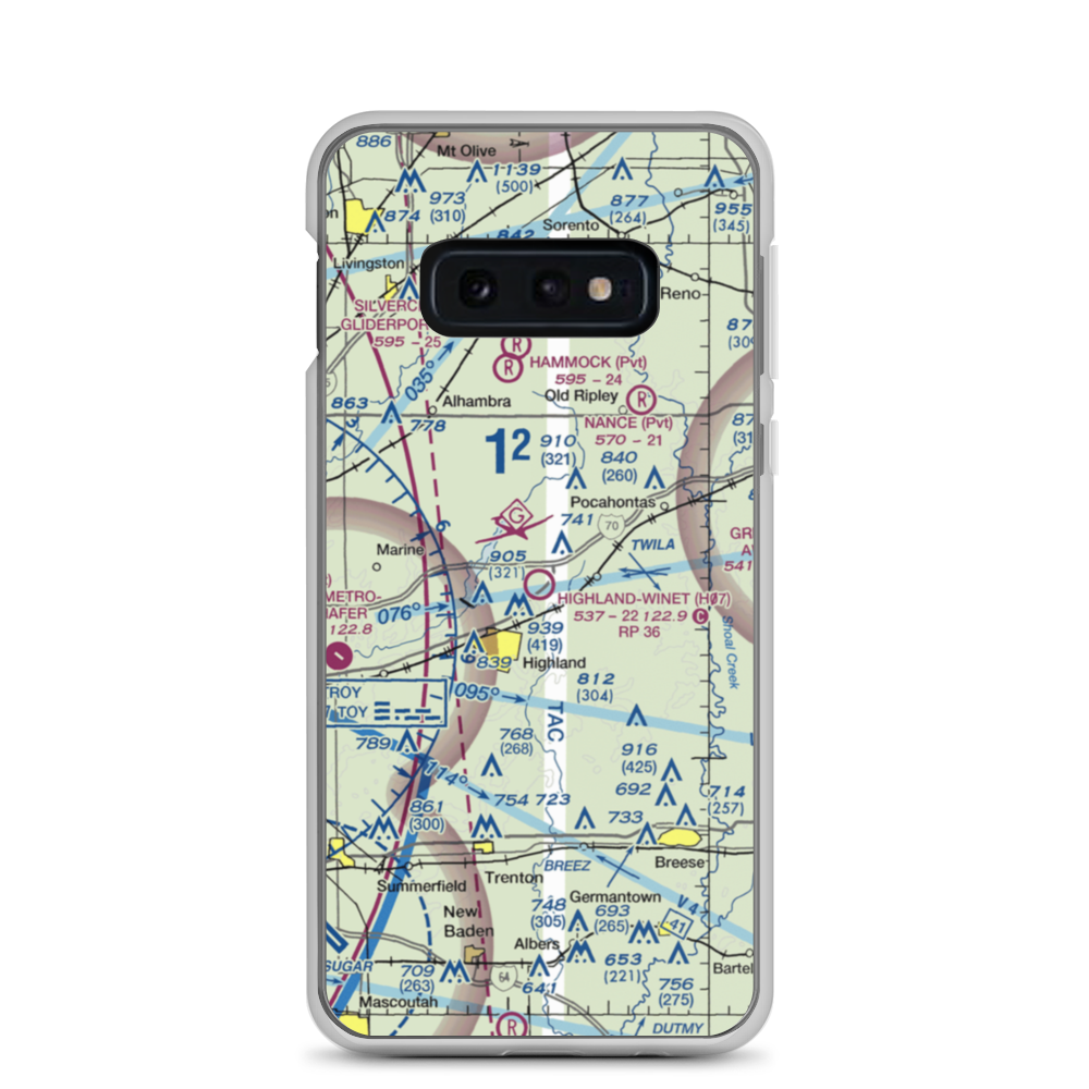 Highland-Winet Airport (H07) VFR Sectional Samsung Case Samsung Galaxy S10e model shown