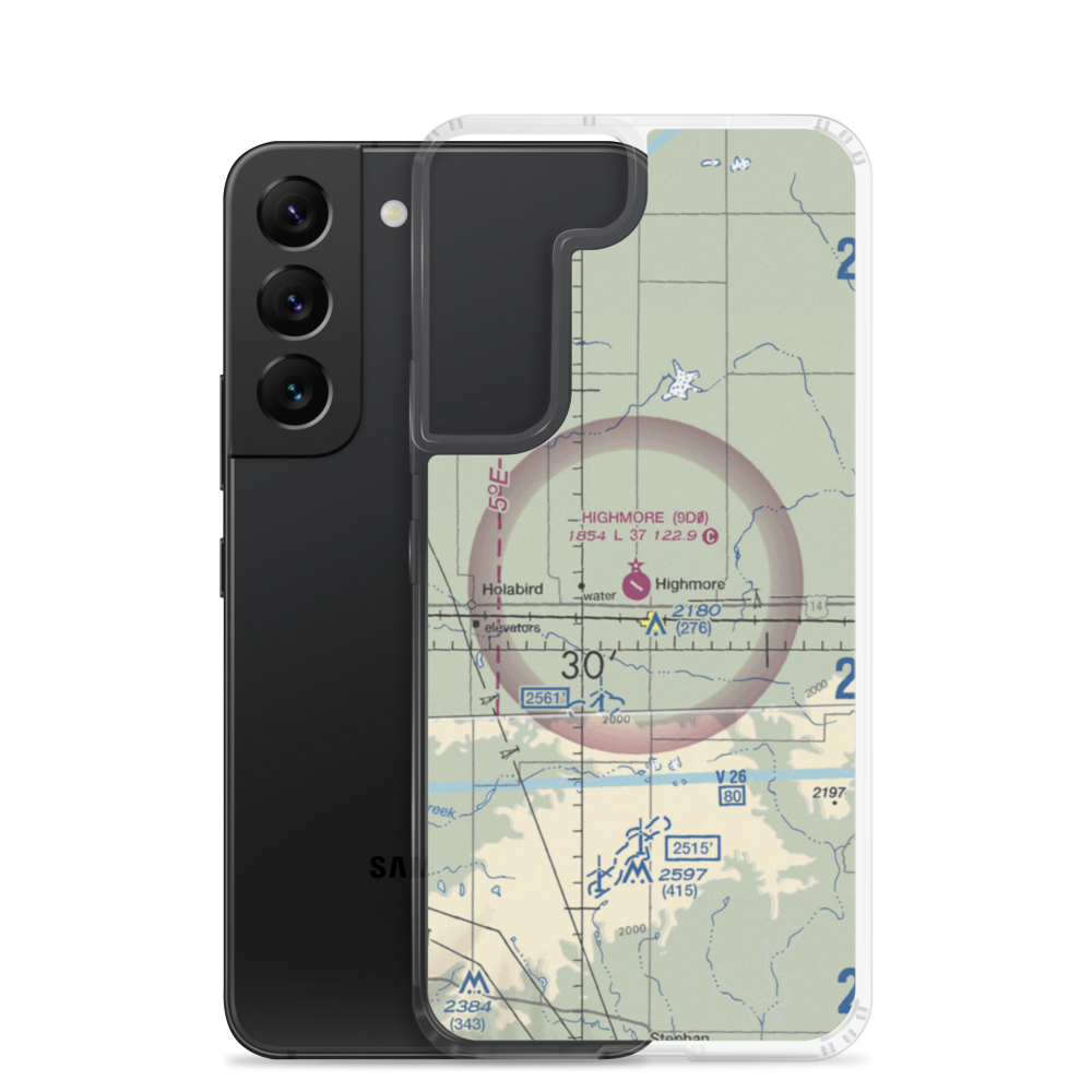 Highmore Municipal Airport (9D0) VFR Sectional Samsung Case Samsung Galaxy S22 model shown