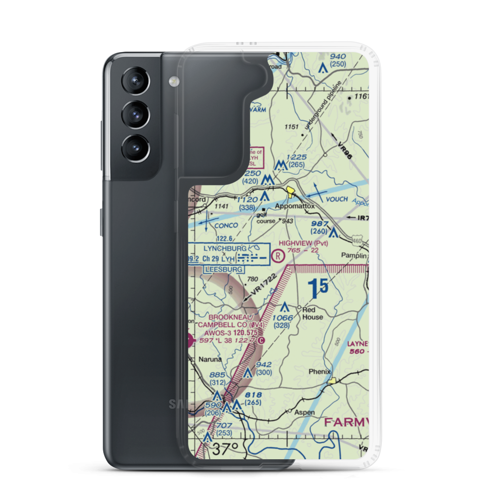 Highview Farms Airport (94VA) VFR Sectional Samsung Case Samsung Galaxy S21 model shown