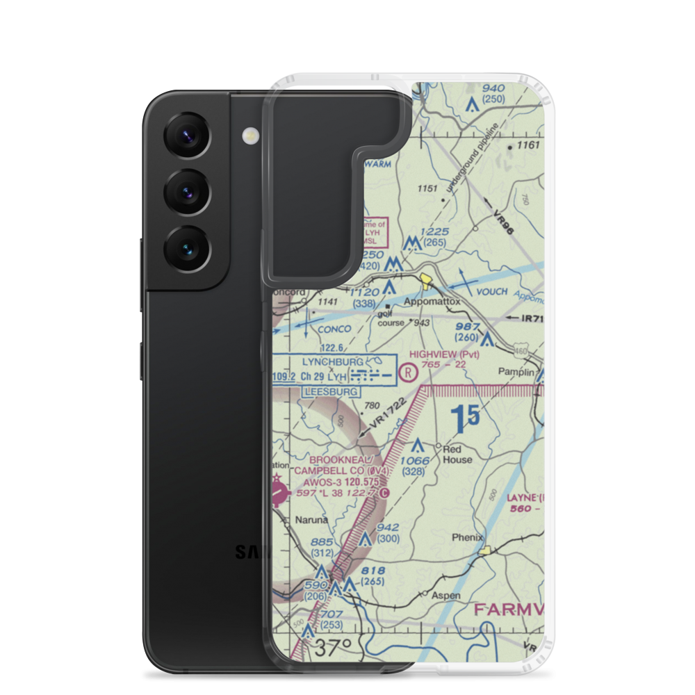 Highview Farms Airport (94VA) VFR Sectional Samsung Case Samsung Galaxy S22 model shown
