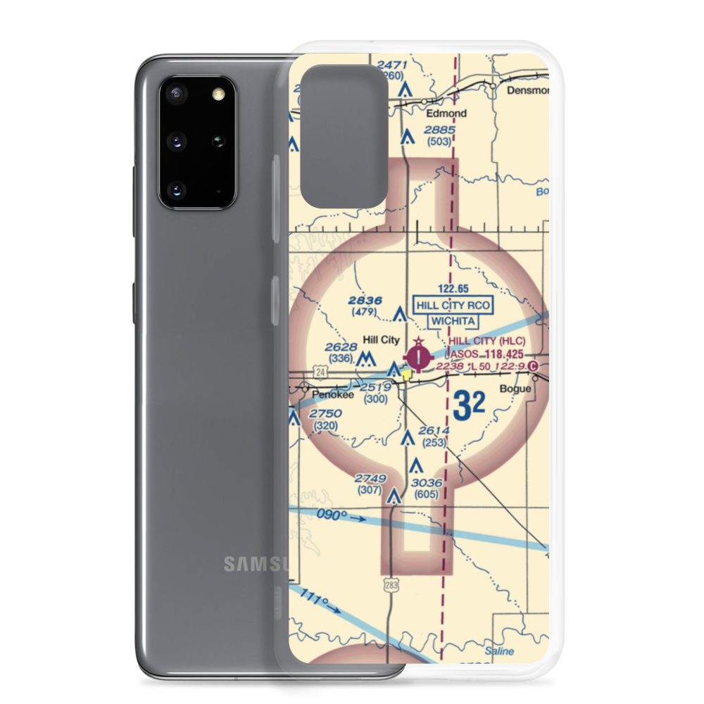 Hill City Municipal Airport (HLC) VFR Sectional Samsung Case Samsung Galaxy S20 Plus model shown