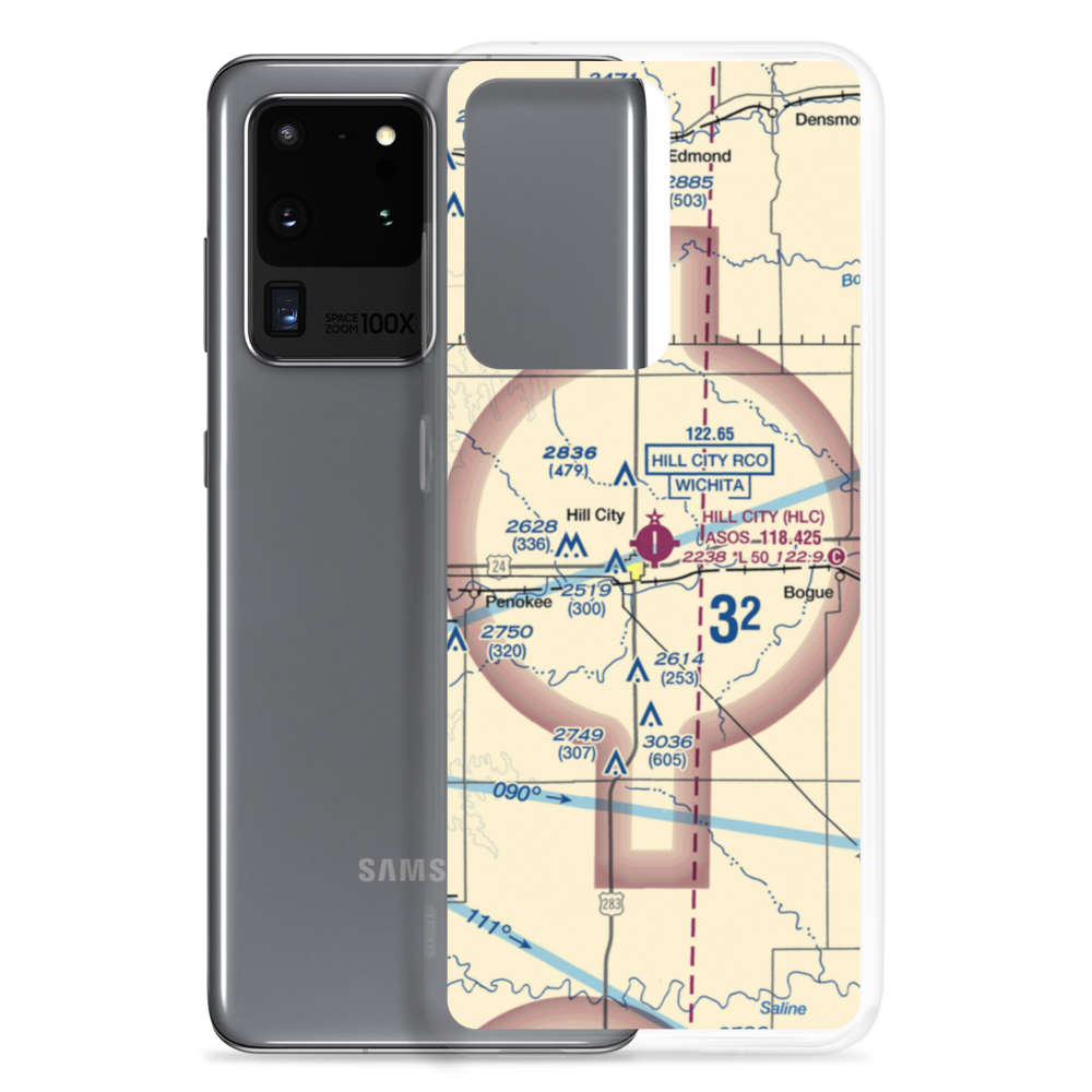 Hill City Municipal Airport (HLC) VFR Sectional Samsung Case Samsung Galaxy S20 Ultra model shown