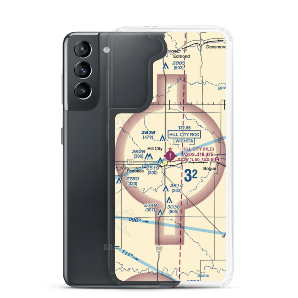 Hill City Municipal Airport (HLC) VFR Sectional Samsung Case Samsung Galaxy S21 model shown