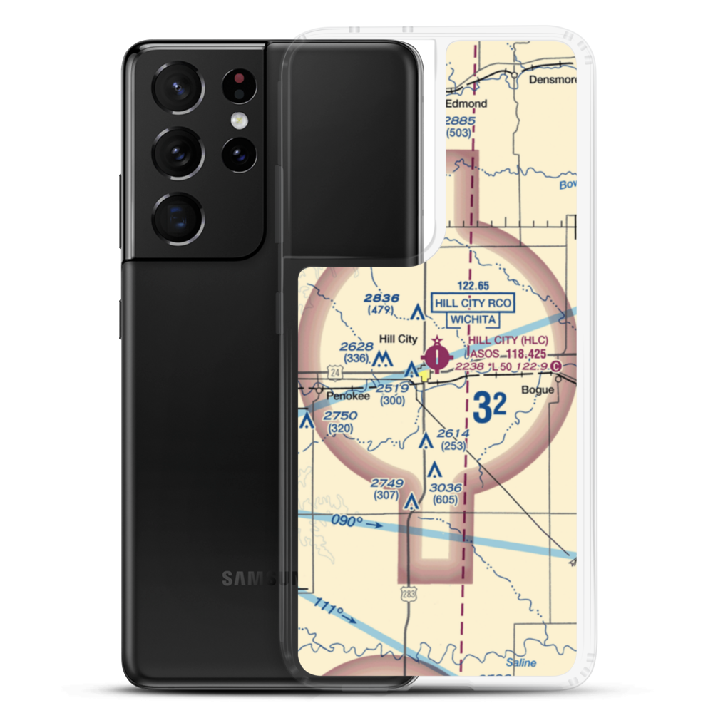 Hill City Municipal Airport (HLC) VFR Sectional Samsung Case Samsung Galaxy S21 Ultra model shown