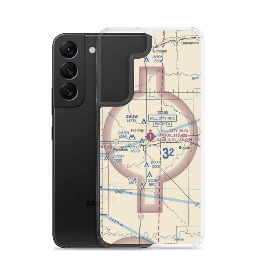 Hill City Municipal Airport (HLC) VFR Sectional Samsung Case Samsung Galaxy S22 model shown