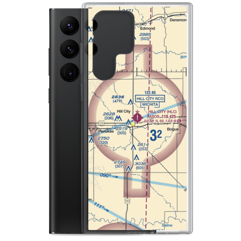 Hill City Municipal Airport (HLC) VFR Sectional Samsung Case Samsung Galaxy S22 Ultra model shown
