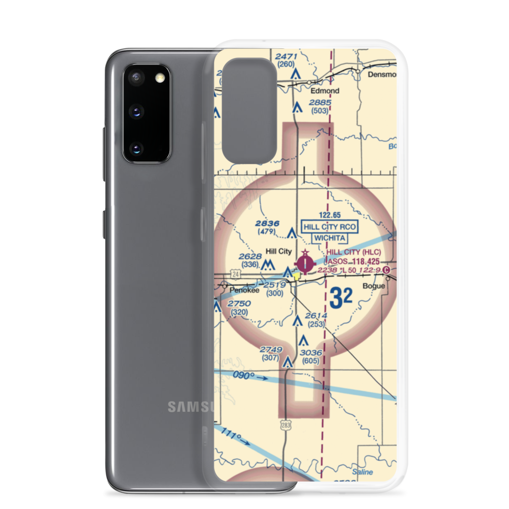 Hill City Municipal Airport (HLC) VFR Sectional Samsung Case Samsung Galaxy S20 model shown