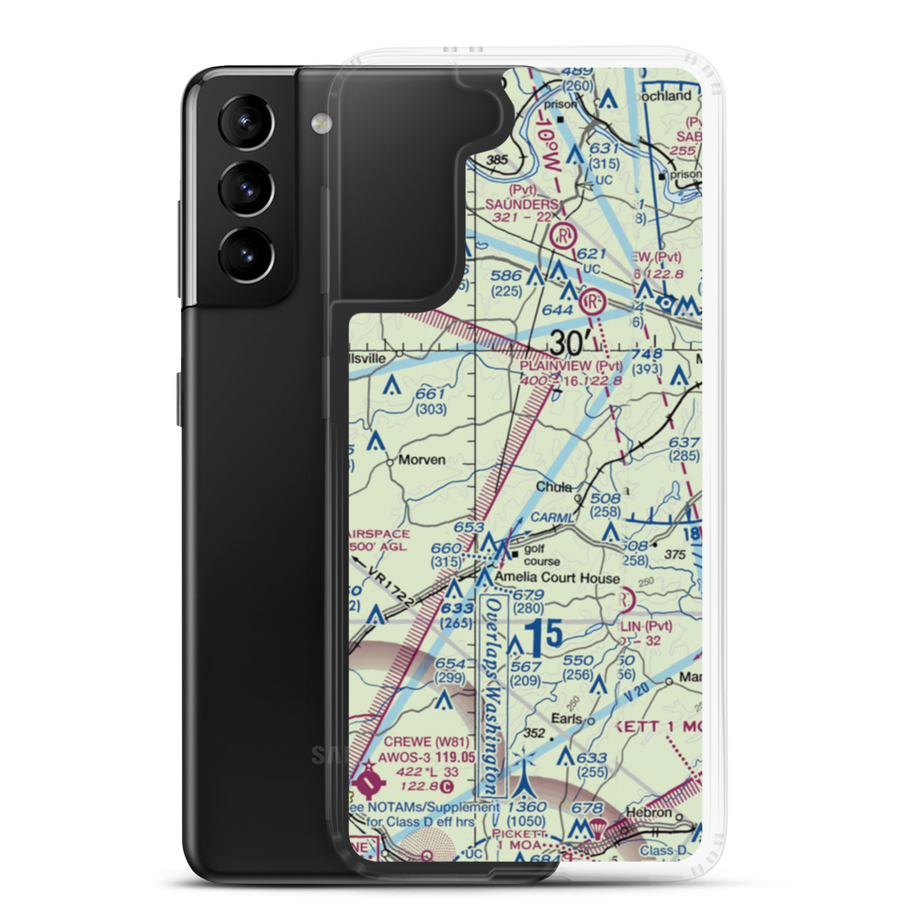 Hill Top Airport (VA64) VFR Sectional Samsung Case Samsung Galaxy S21 Plus model shown