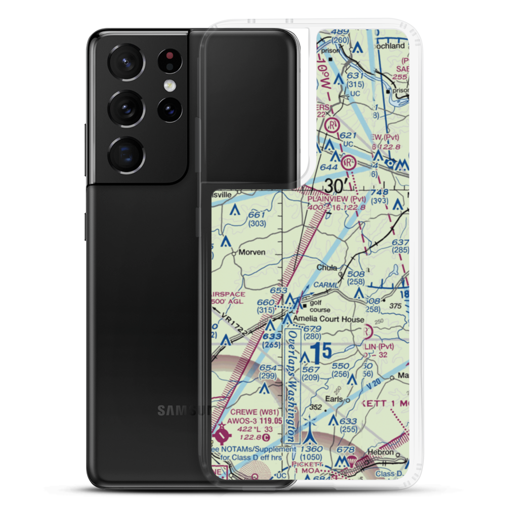 Hill Top Airport (VA64) VFR Sectional Samsung Case Samsung Galaxy S21 Ultra model shown