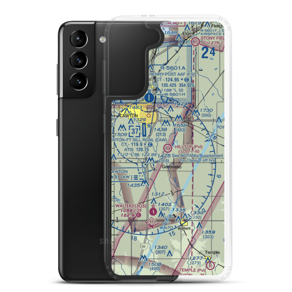 Hill Top Private Airport (OK08) VFR Sectional Samsung Case Samsung Galaxy S21 Plus model shown