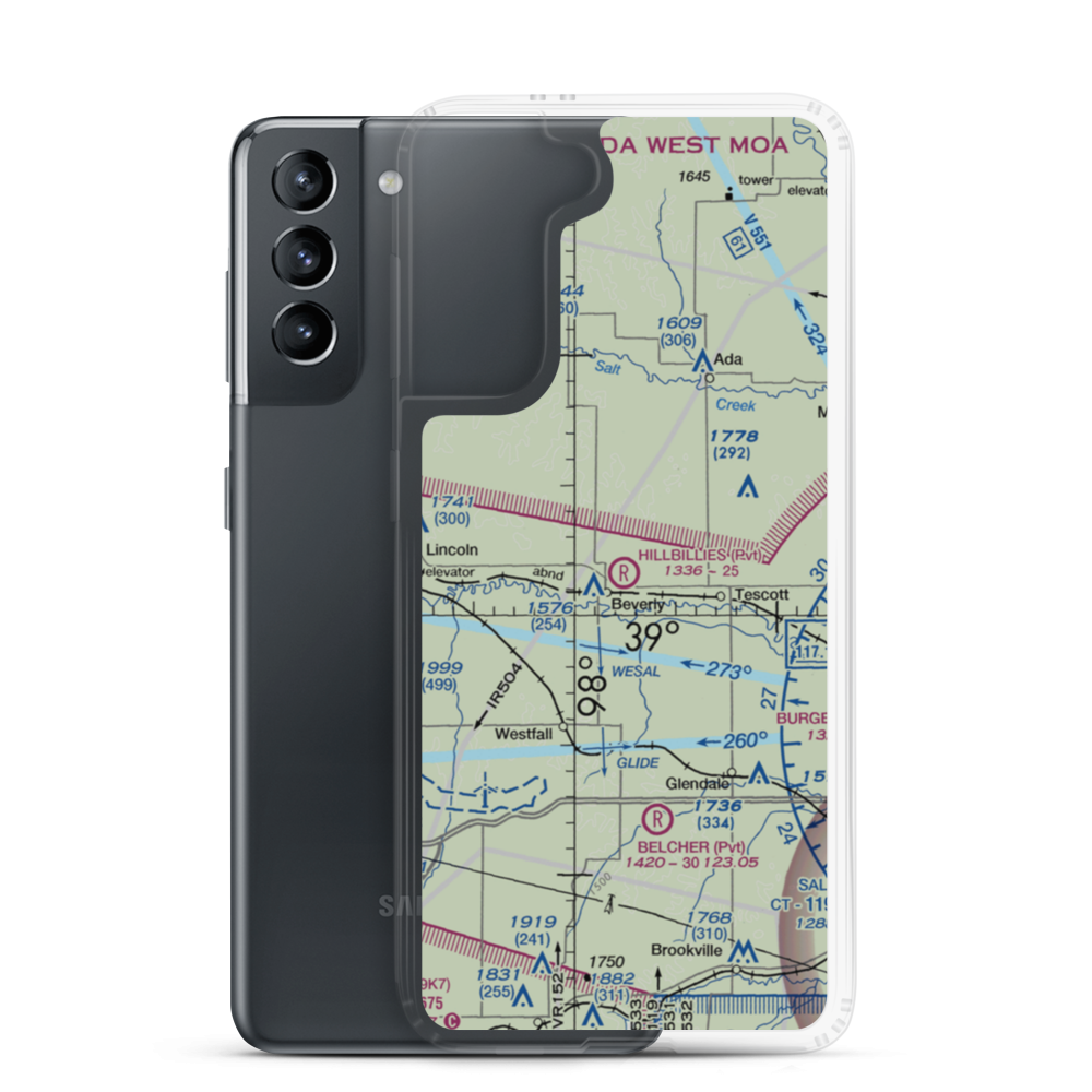 Hillbillies Airport (72KS) VFR Sectional Samsung Case Samsung Galaxy S21 model shown