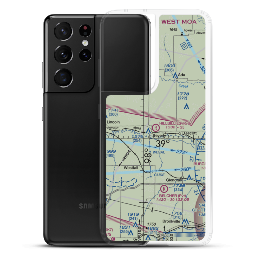 Hillbillies Airport (72KS) VFR Sectional Samsung Case Samsung Galaxy S21 Ultra model shown