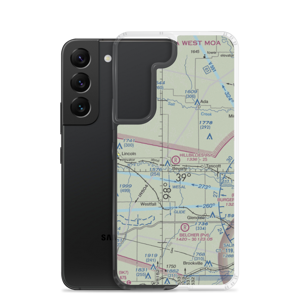 Hillbillies Airport (72KS) VFR Sectional Samsung Case Samsung Galaxy S22 model shown