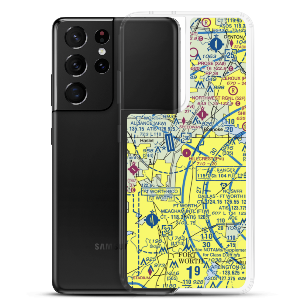 Hillcrest Airport (7TX4) VFR Sectional Samsung Case Samsung Galaxy S21 Ultra model shown