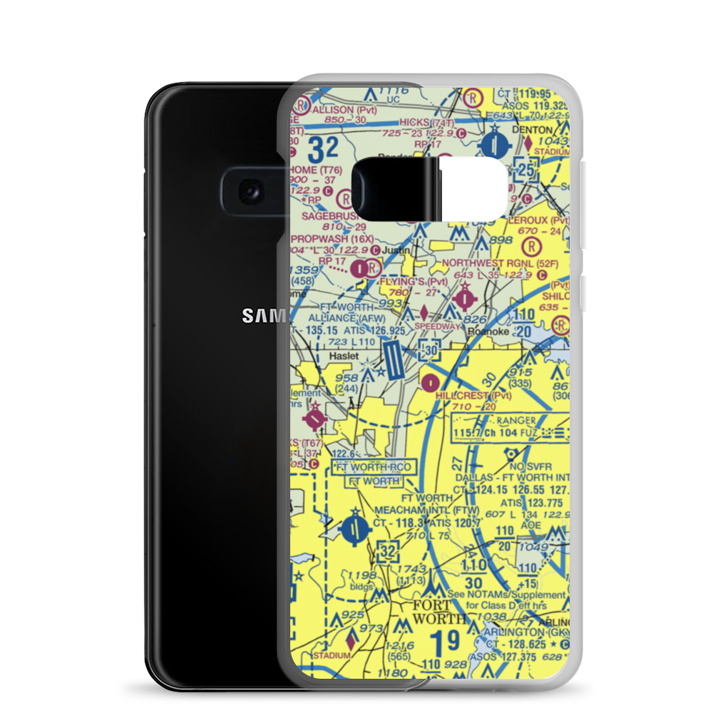 Hillcrest Airport (7TX4) VFR Sectional Samsung Case Samsung Galaxy S10e model shown