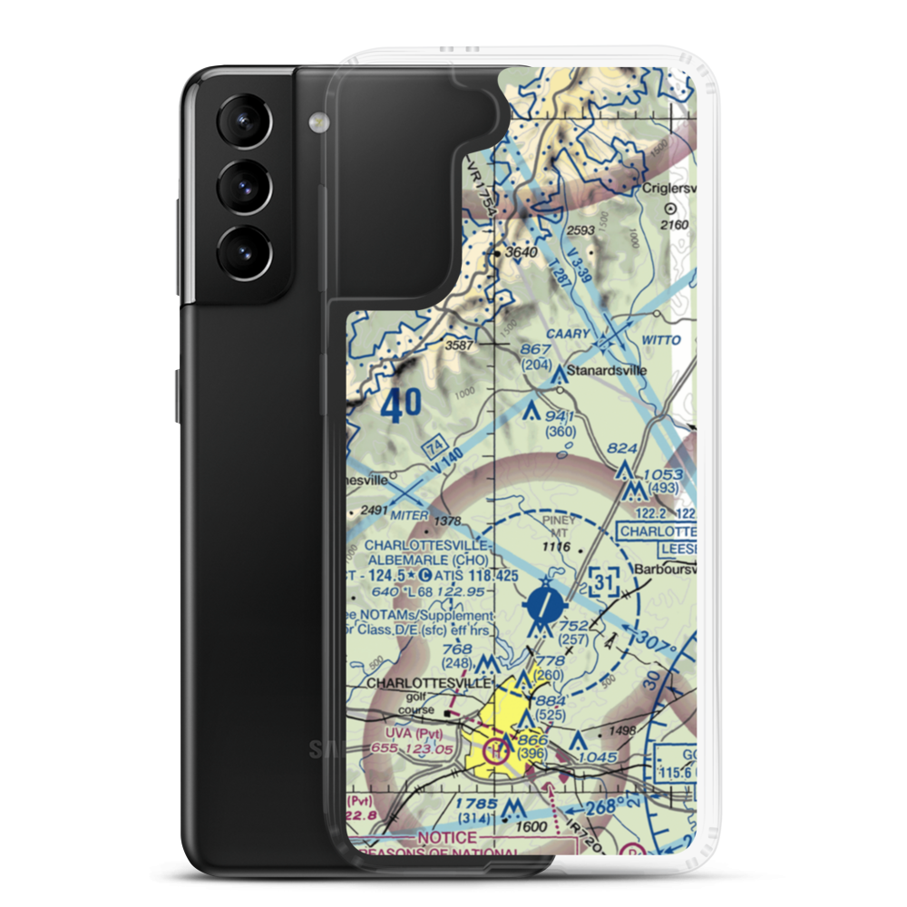 Hilldale Airport (78VA) VFR Sectional Samsung Case Samsung Galaxy S21 Plus model shown