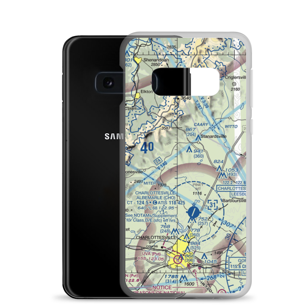 Hilldale Airport (78VA) VFR Sectional Samsung Case Samsung Galaxy S10e model shown