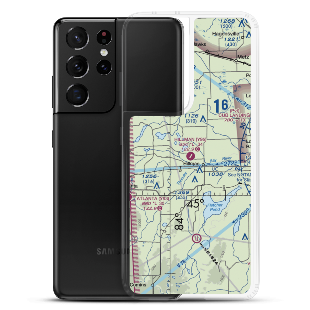 Hillman Airport (Y95) VFR Sectional Samsung Case Samsung Galaxy S21 Ultra model shown